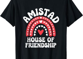 Amistad House Of Friendship Boho Heart Rainbow T-Shirt