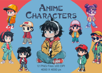 Anime Characters. Sticker. t shirt vector