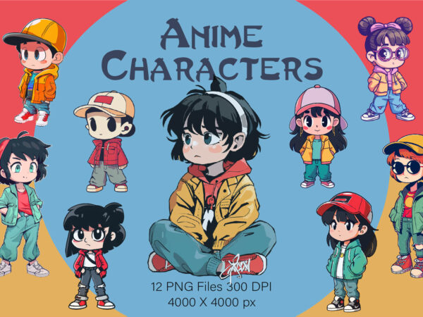 Anime characters. sticker. t shirt vector