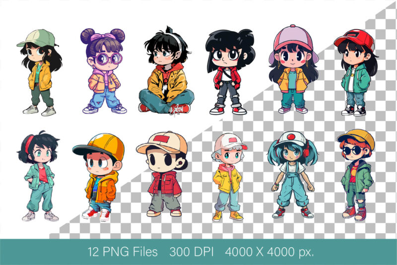 Anime Characters. Sticker.