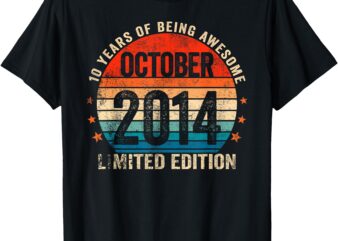 Awesome since October 2014 10 Years Old 10th Birthday Boys T-Shirt