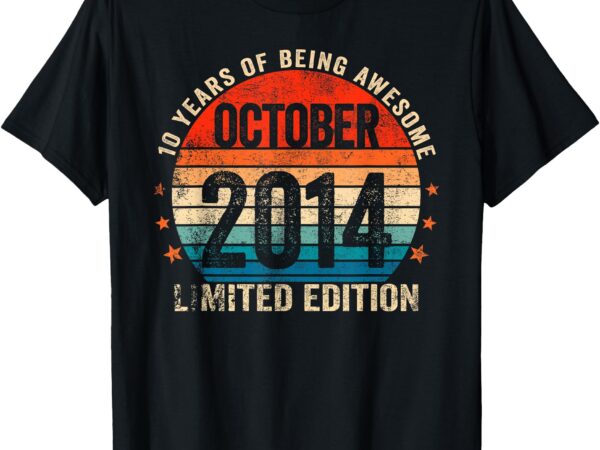 Awesome since october 2014 10 years old 10th birthday boys t-shirt