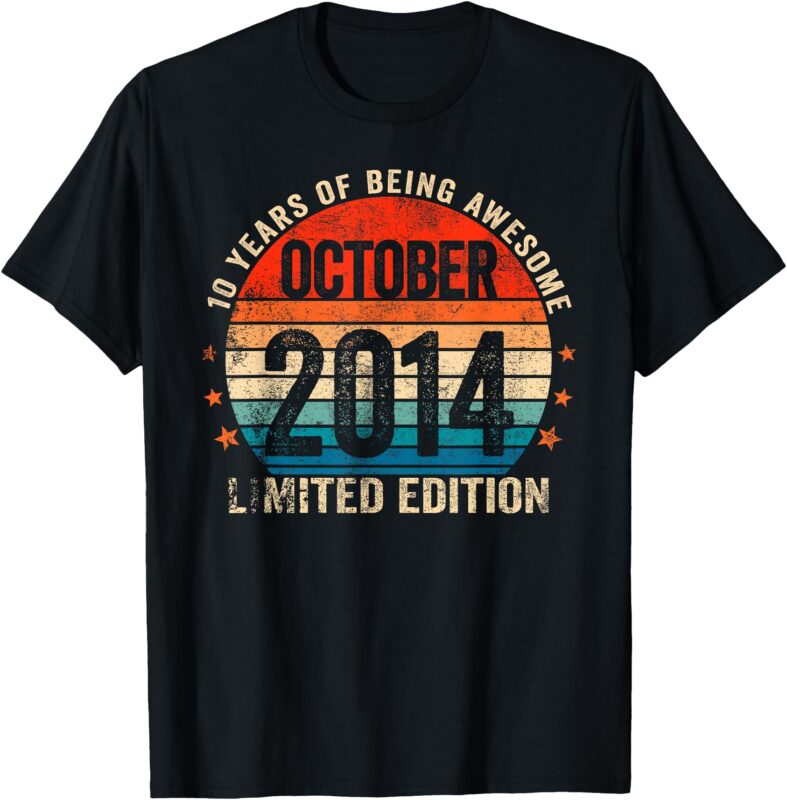 Awesome since October 2014 10 Years Old 10th Birthday Boys T-Shirt