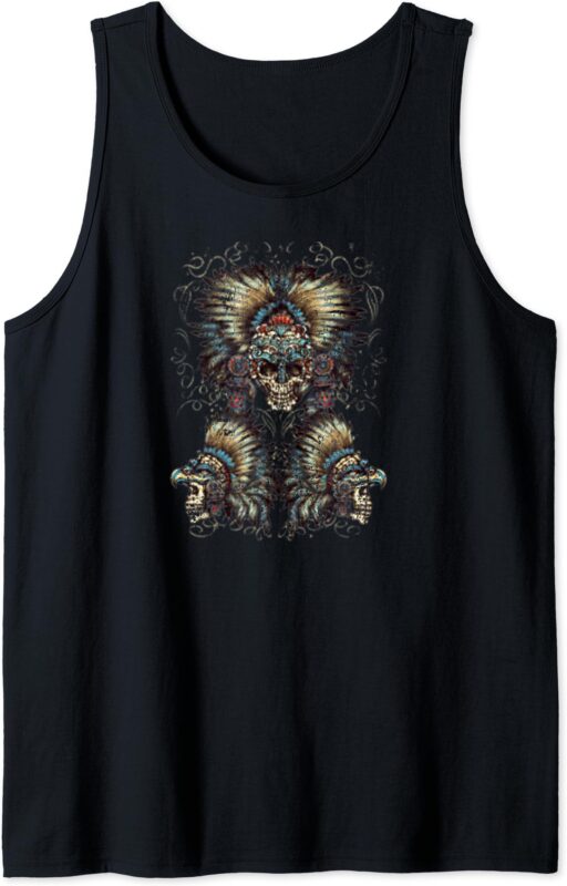 Aztec Skulls Cool Fashion Vintage Native American Tank Top