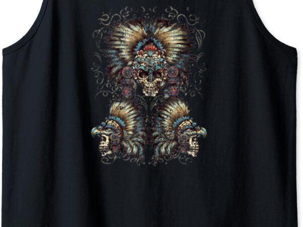 Aztec skulls cool fashion vintage native american tank top t shirt vector