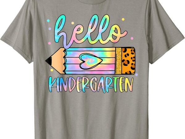 Back to school hello kindergarten leopard tie dye pencil kid t-shirt