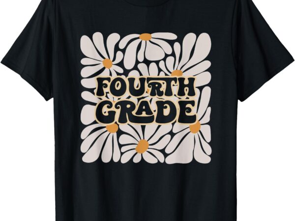 Back to school t-shirt retro flower power squared fourth 4th grade back to school