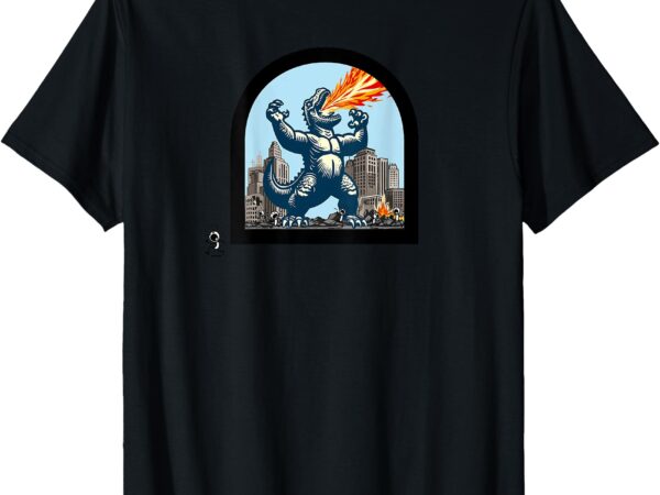 Big monster versus tiny people t-shirt