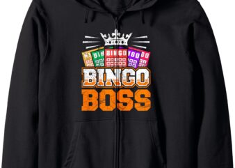 Bingo Player BINGO BOSS Funny Bingo Lover Experts Zip Hoodie t shirt template