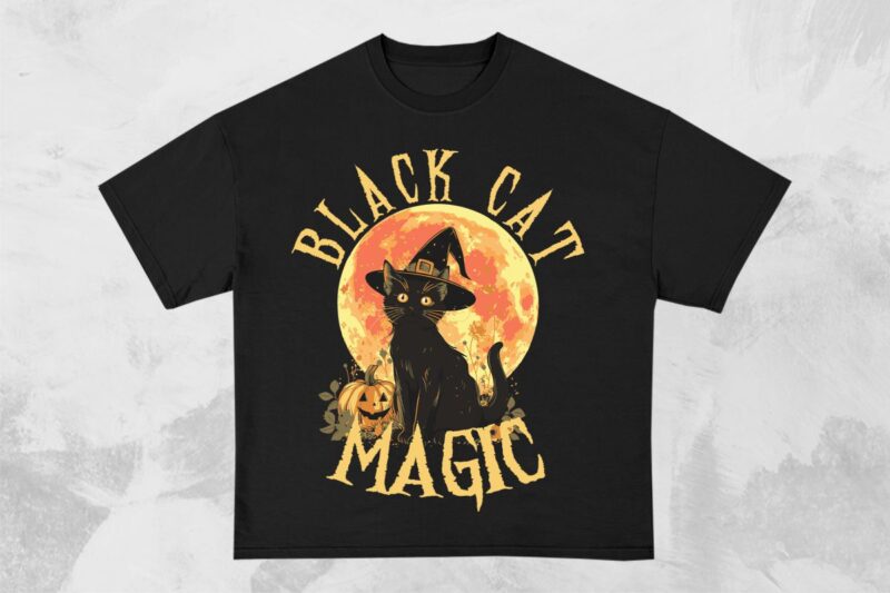 Halloween Black Cat T-shirt Design Bundle