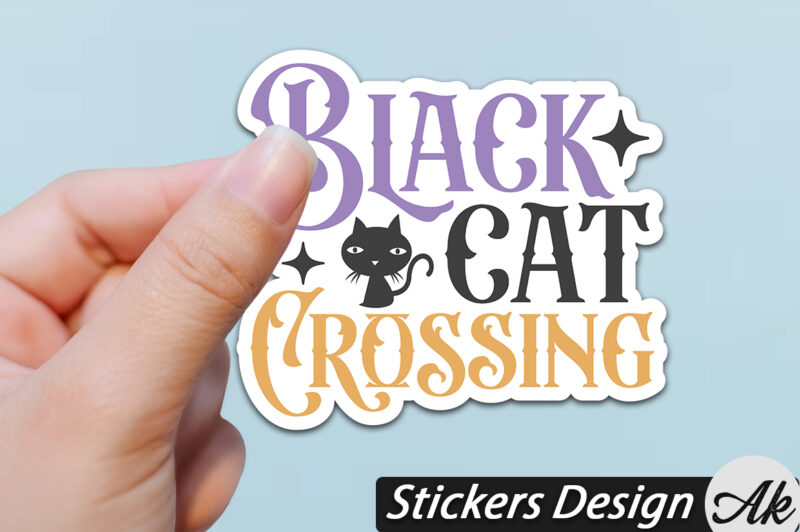 Black cat crossing Stickers