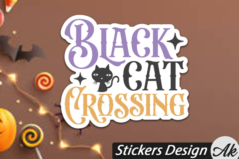 Black cat crossing Stickers