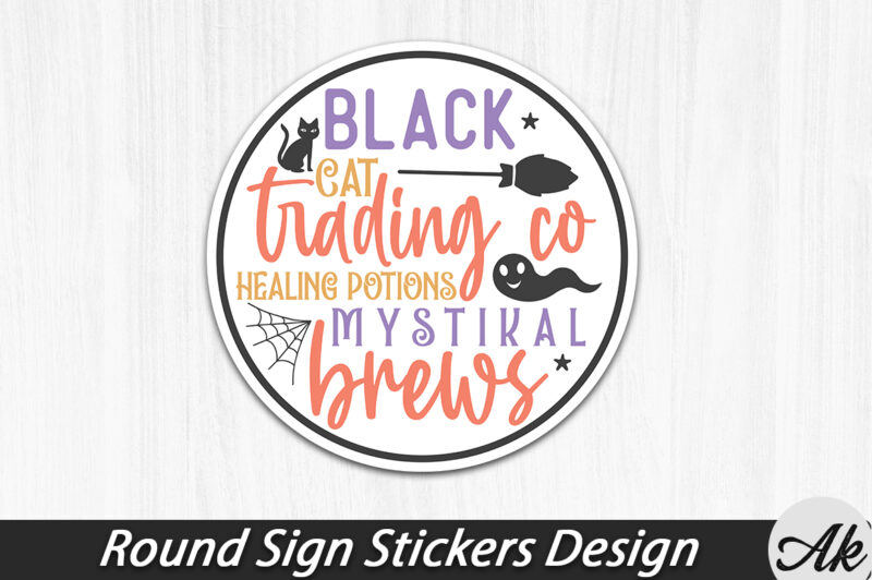 Black cat trading co healing potions mystikal brews Round Sign