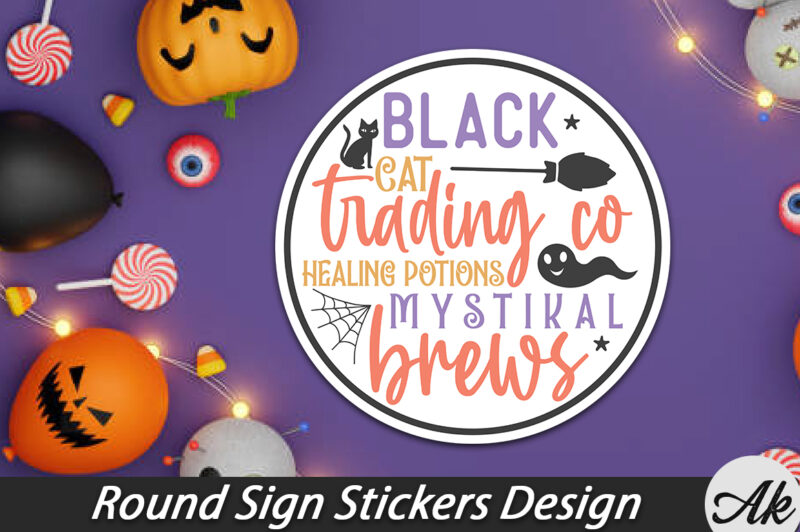 Black cat trading co healing potions mystikal brews Round Sign