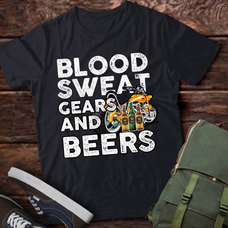 Blood Sweat Gears and Beers Funny Biker Motorcycle Racer lts-d