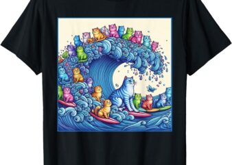 Blue Cats Wave For Kamala Funny Cat Lady T-Shirt