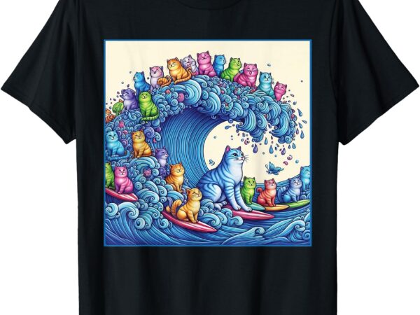 Blue cats wave for kamala funny cat lady t-shirt