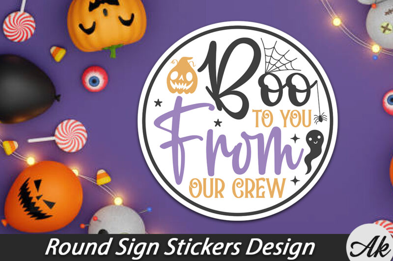 Halloween Round Sign Stickers Bundle