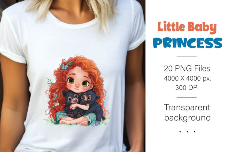 Cartoon Baby Princess. TShirt Sticker.