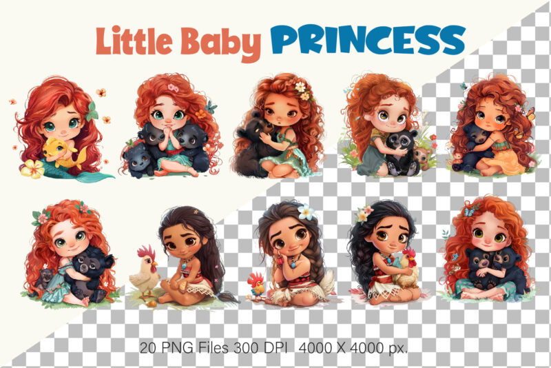 Cartoon Baby Princess. TShirt Sticker.