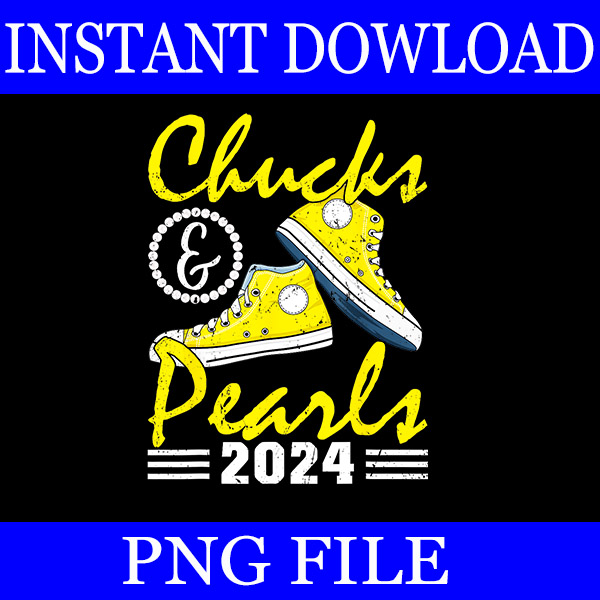 Chucks And Pearls 2024 PNG, Kamala Harris Sneakers PNG