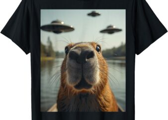 Capybara UFOs Color Selfie, Weird Capybara, Funny Capybara T-Shirt