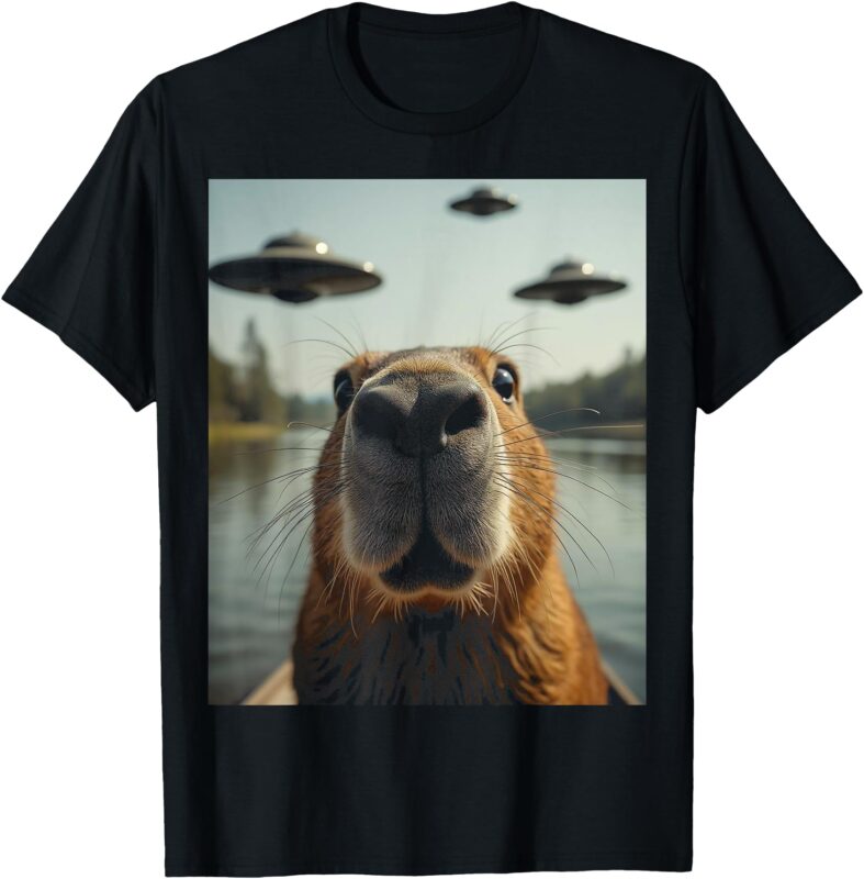 Capybara UFOs Color Selfie, Weird Capybara, Funny Capybara T-Shirt