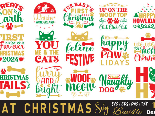 Cat christmas t-shirt bundle cat christmas svg bundle