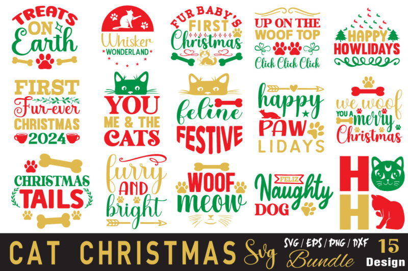 Cat Christmas T-shirt Bundle Cat Christmas Svg Bundle