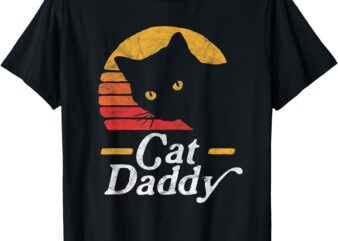 Cat Daddy Vintage Eighties Style Cat Retro Distressed T-Shirt