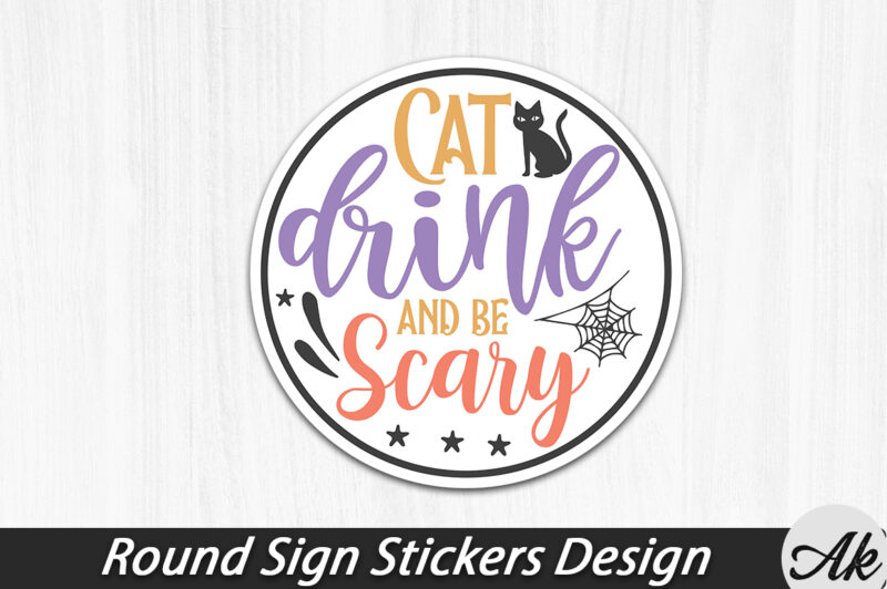 Halloween Round Sign Stickers Bundle