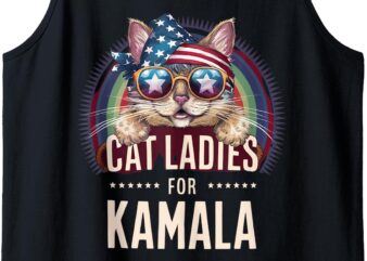 Cat with American Flag Bandana Cat Ladies for Kamala Tank Top t shirt vector file