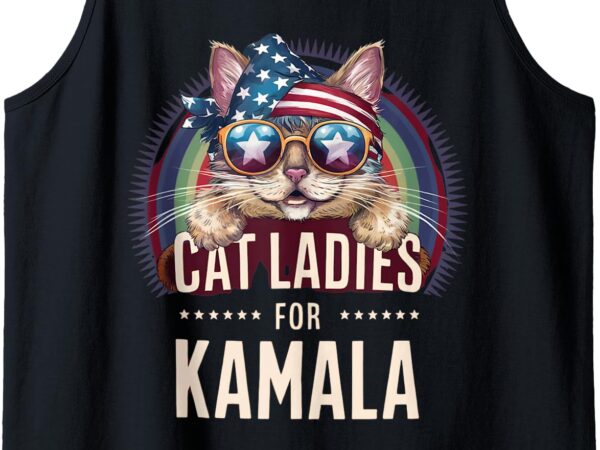 Cat with american flag bandana cat ladies for kamala tank top t shirt vector file