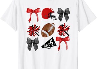 Cheer Coquette Bow American Football Autumn Thanksgiving T-Shirt