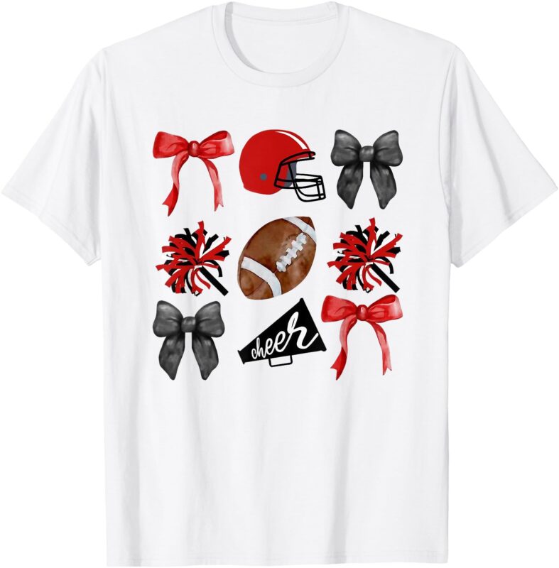 Cheer Coquette Bow American Football Autumn Thanksgiving T-Shirt