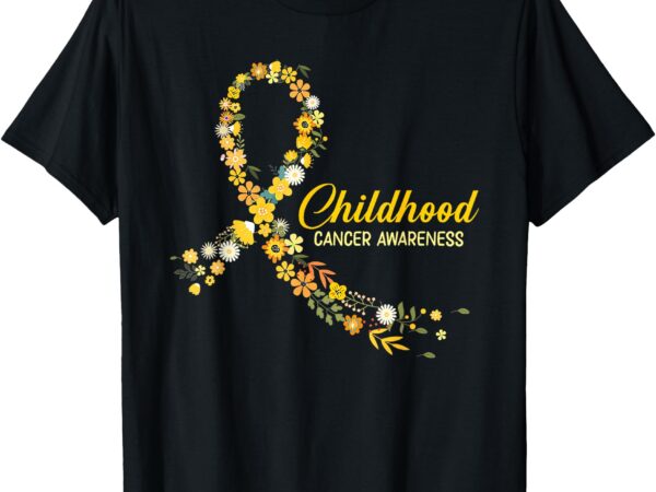 Childhood cancer awareness hippie flower gold ribbon support t-shirt