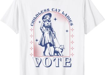 Childless Cat Ladies Vote Retro Election 2024 USA T-Shirt