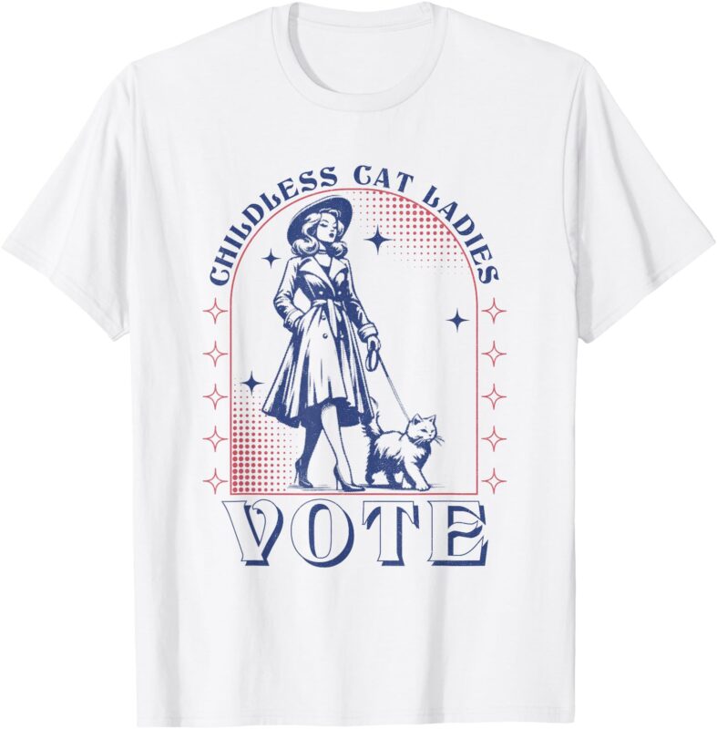 Childless Cat Ladies Vote Retro Election 2024 USA T-Shirt