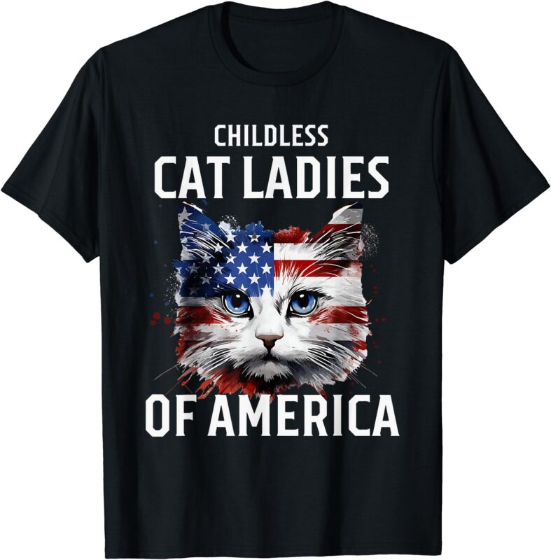 Childless Cat Lady Of America Kamala Harris 2024 US Flag t-shirt