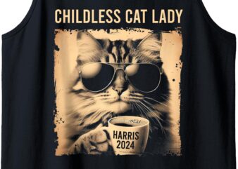 Childless Cat Lady Vintage – Coffee Cat Kamala 2024 Tank Top t shirt vector file