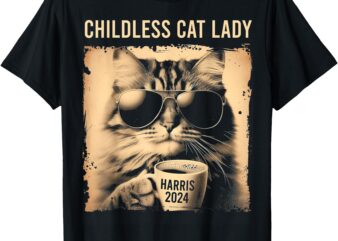 Childless Cat Lady Vintage Coffee Cat Lady T-Shirt