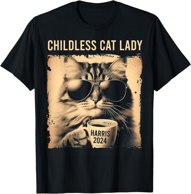 Childless Cat Lady Vintage Coffee Cat Lady T-Shirt