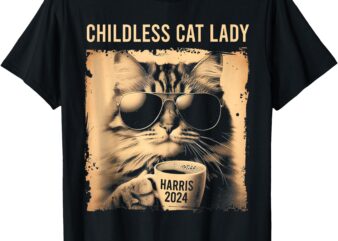 Childless Cat Lady Vintage – Coffee Cat T-Shirt