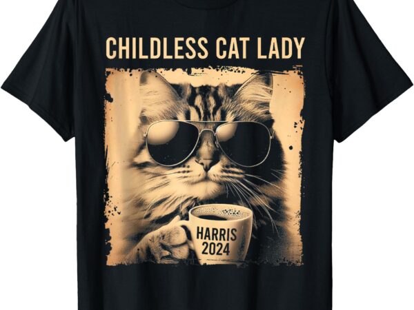 Childless cat lady vintage – coffee cat t-shirt