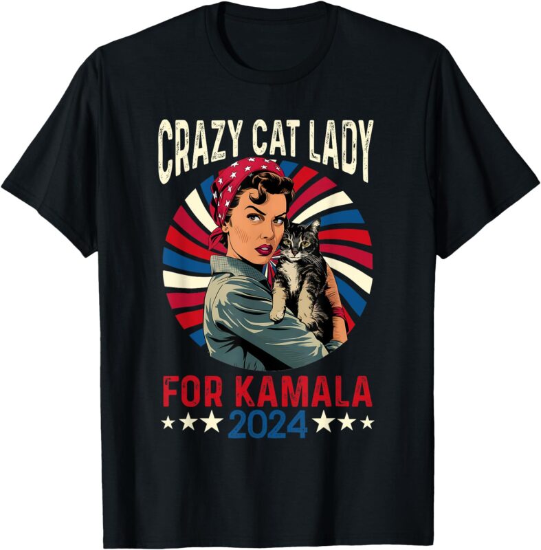 Childless Crazy Cat Lady For Kamala 2024 Election President T-Shirt