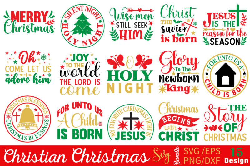 Christian Christmas T-shirt Bundle Christian Christmas SVG Bundle