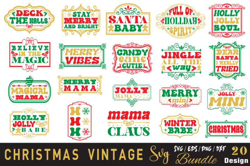 Christmas Vintage T-shirt Bundle Christmas Vintage Svg Bundle