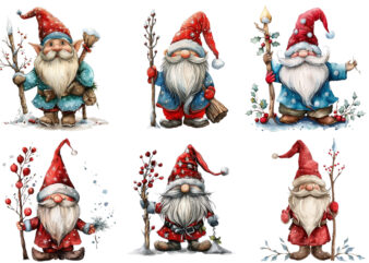 Christmas Gnome with magic stick without snow t shirt vector file