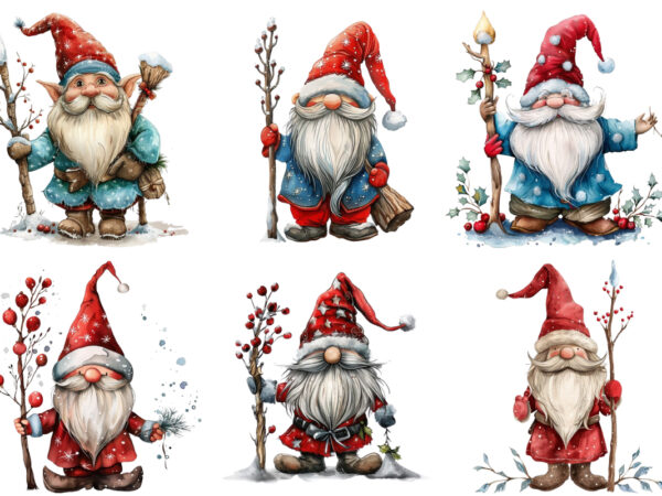 Christmas gnome with magic stick without snow t shirt vector file