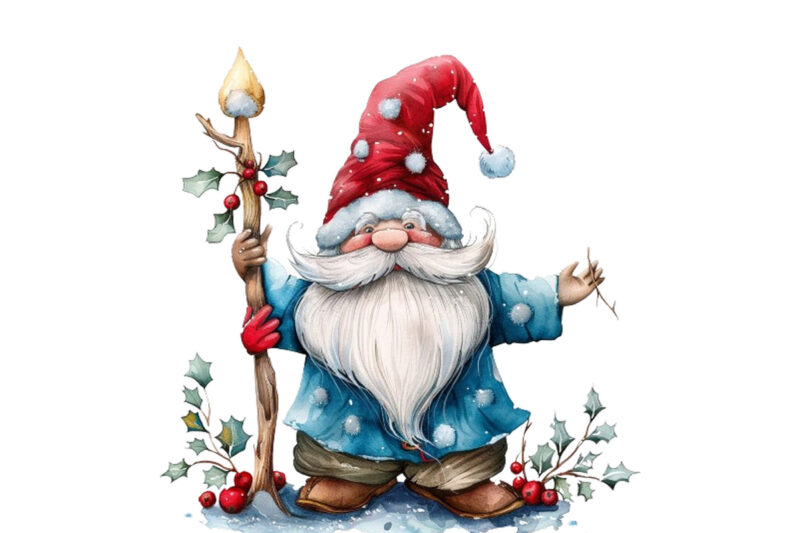 Christmas Gnome with magic stick without snow